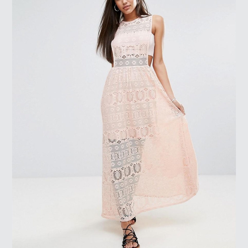 New ASOS Pink Lace Maxi Dress 8